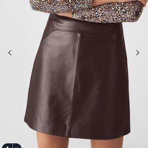 WHISTLES Burgundy Leather A Line Skirt NWT size 6